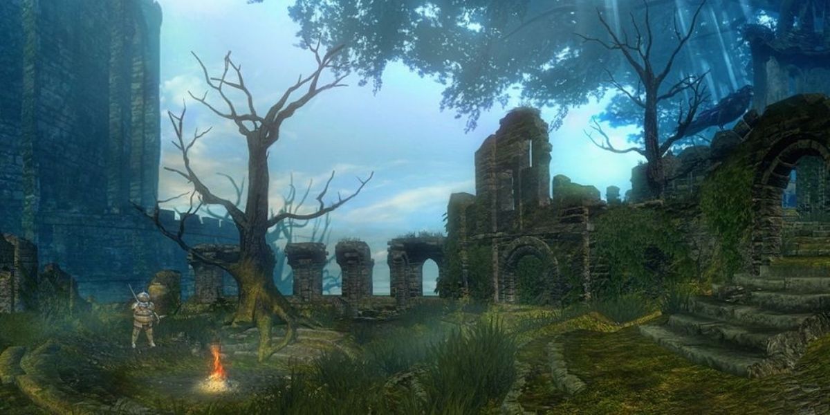 Dark Souls Firelink Shrine main hub area