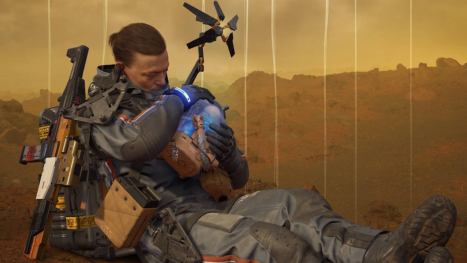Death Stranding Director’s Cut sam comforting BB