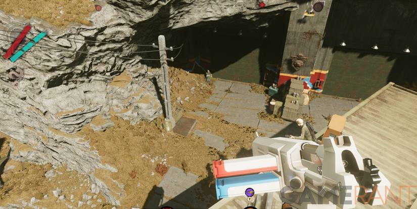 Deathloop Colt looking down from a container at enemies