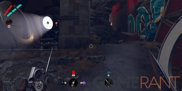 Номер Deathloop Updaam Six Рядом с фургоном на старте