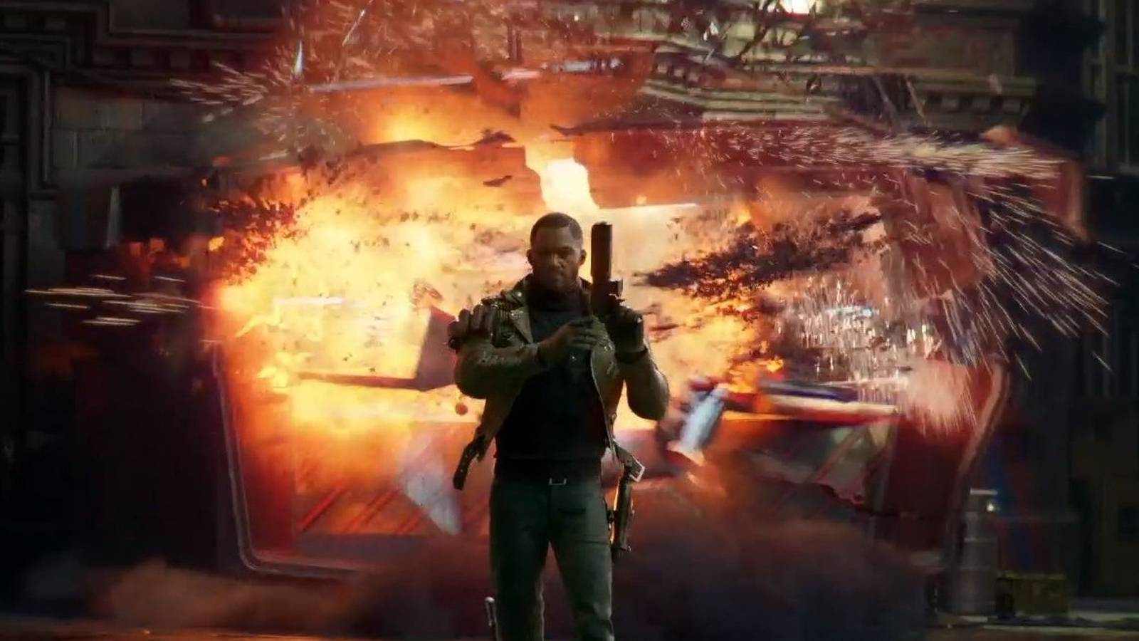 Deathloop explosion with Colt walking away