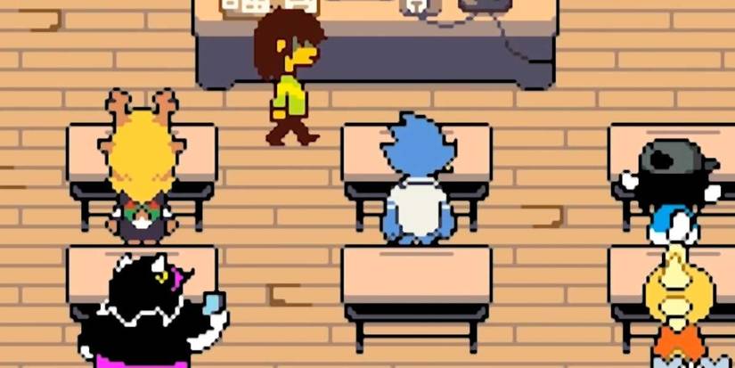 Kris walking in the classroom in Deltarune