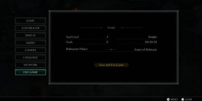 Demon's Souls quit game screen