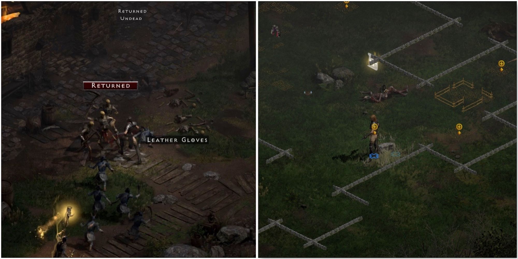 Fighting enemies and exploring the world in Diablo 2: Resurrected