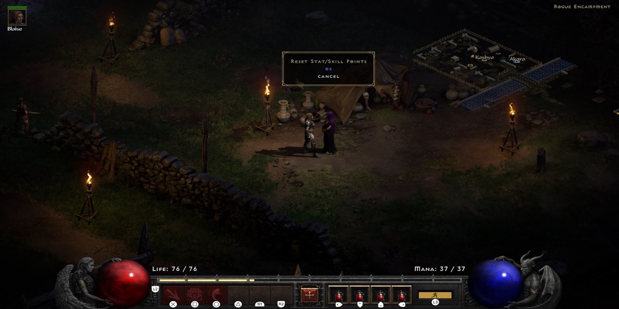 Talking to an NPC in Diablo 2: Resurrected