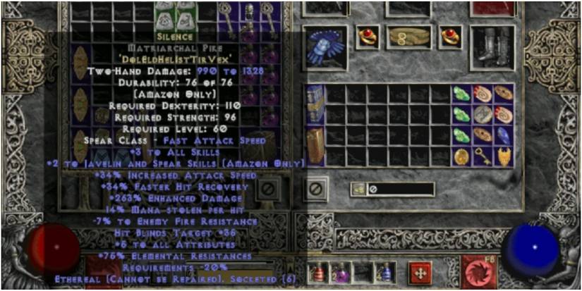 Diablo 2 Looking At The Silence Runeword In The Stash