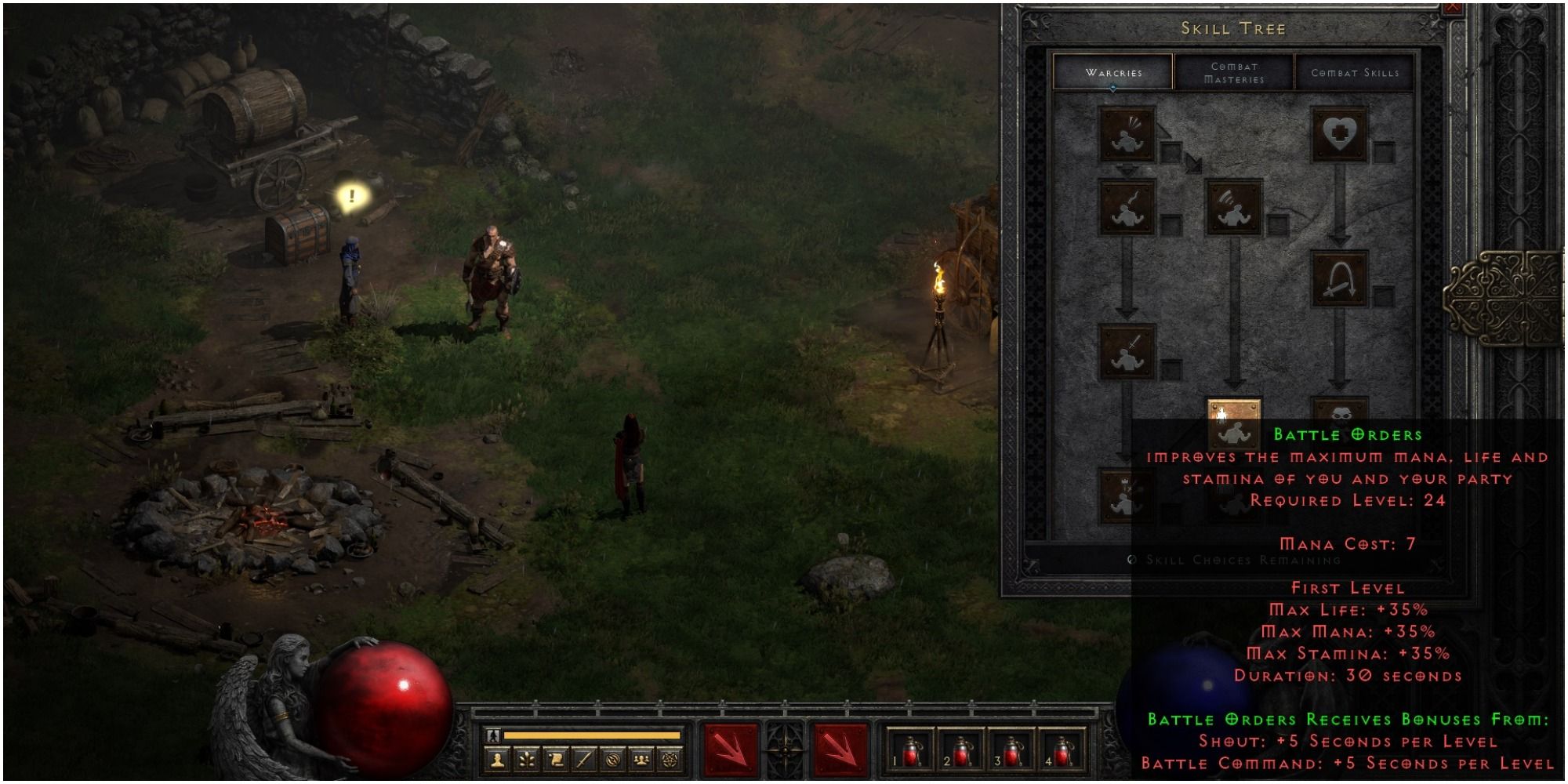Diablo 2 Resurrected Battle Orders Description At Level One
