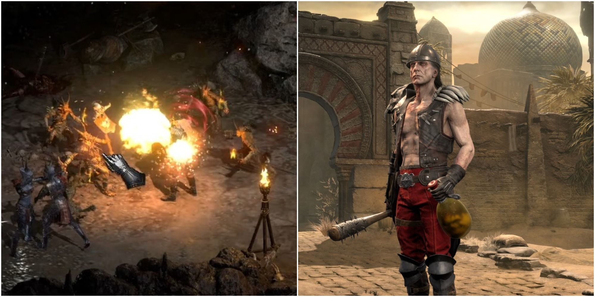 Diablo 2 Resurrected Beginner Tips Collage Getting Hit With A Fireball And Character Creation