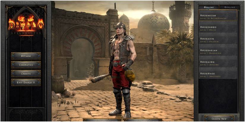 Diablo 2 Resurrected Character Creation Screen With All Six Classes