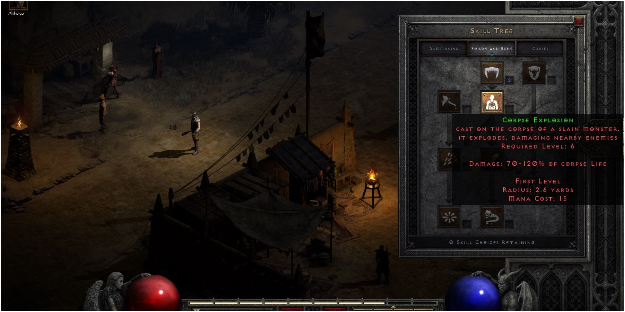 Diablo 2 Resurrected Corpse Explosion Description At Level One