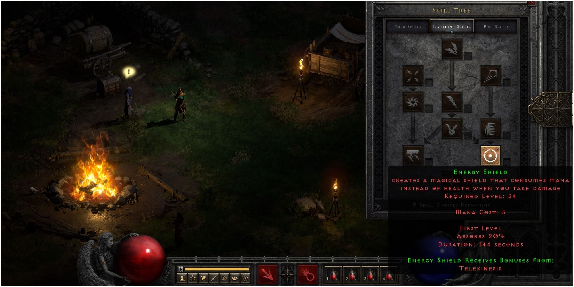 Diablo 2 Resurrected Energy Shield Description At Level One
