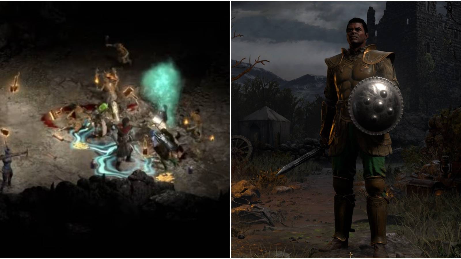 Diablo 2 Resurrected Hammerdin Build Collage Attacking Enemies And Selection Screen