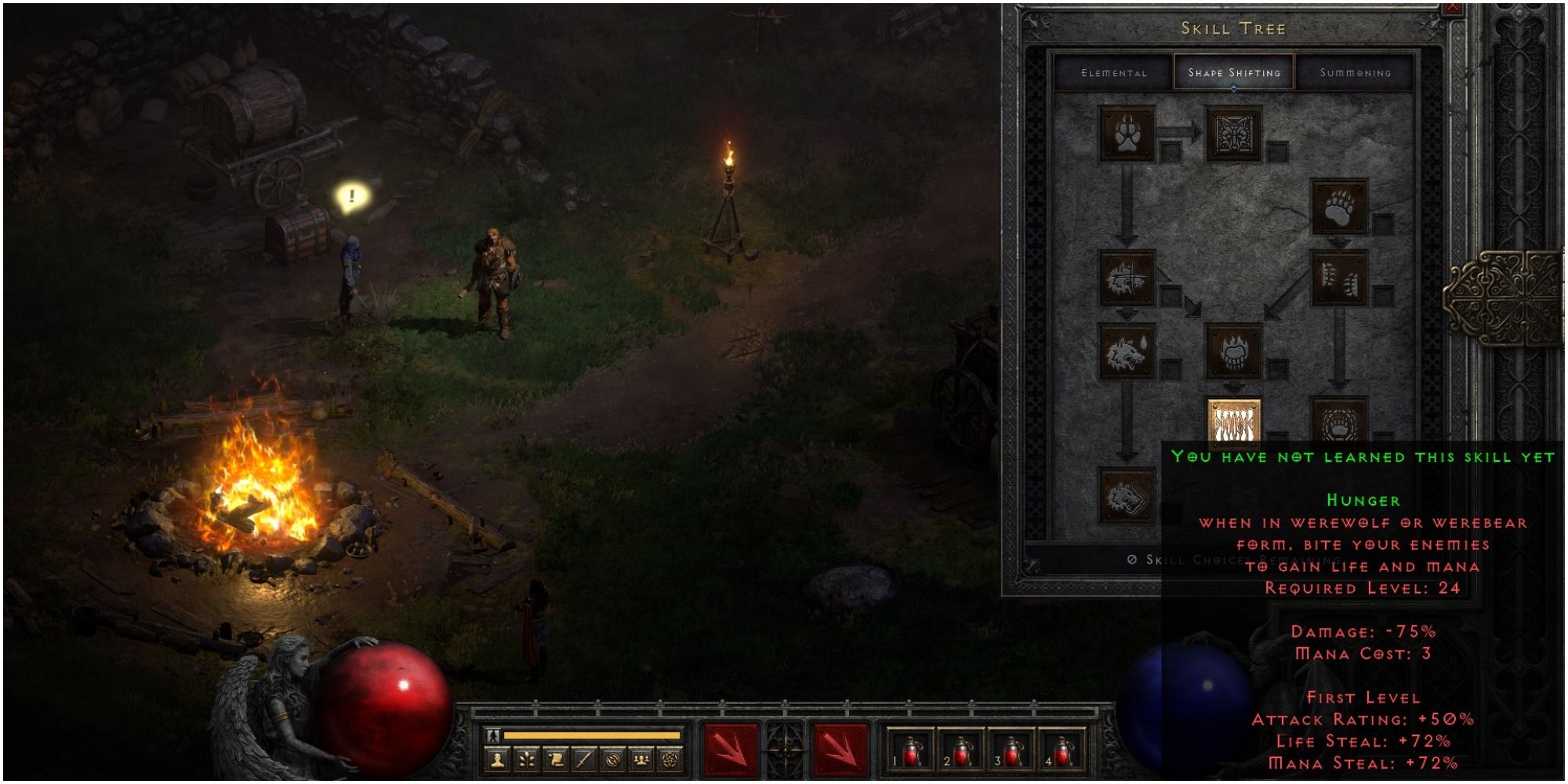 Diablo 2 Resurrected Hunger Description At Level One