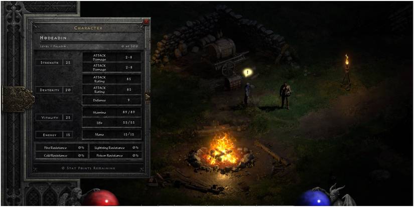 Diablo 2 Resurrected Looking At The Character Sheet For The Paladin