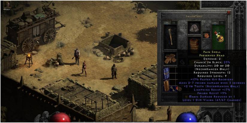 Diablo 2 Resurrected Looking At The Pain Shell Necromancer Offhand