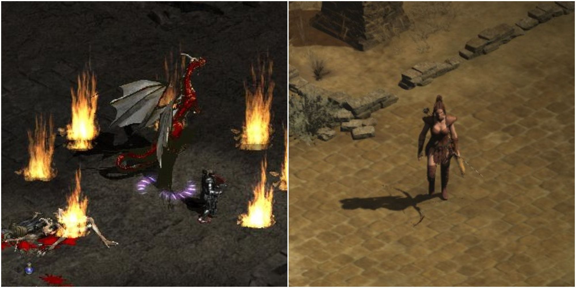 Diablo 2 Resurrected Mercenary Tips Collage Rogue And Dragon Fight