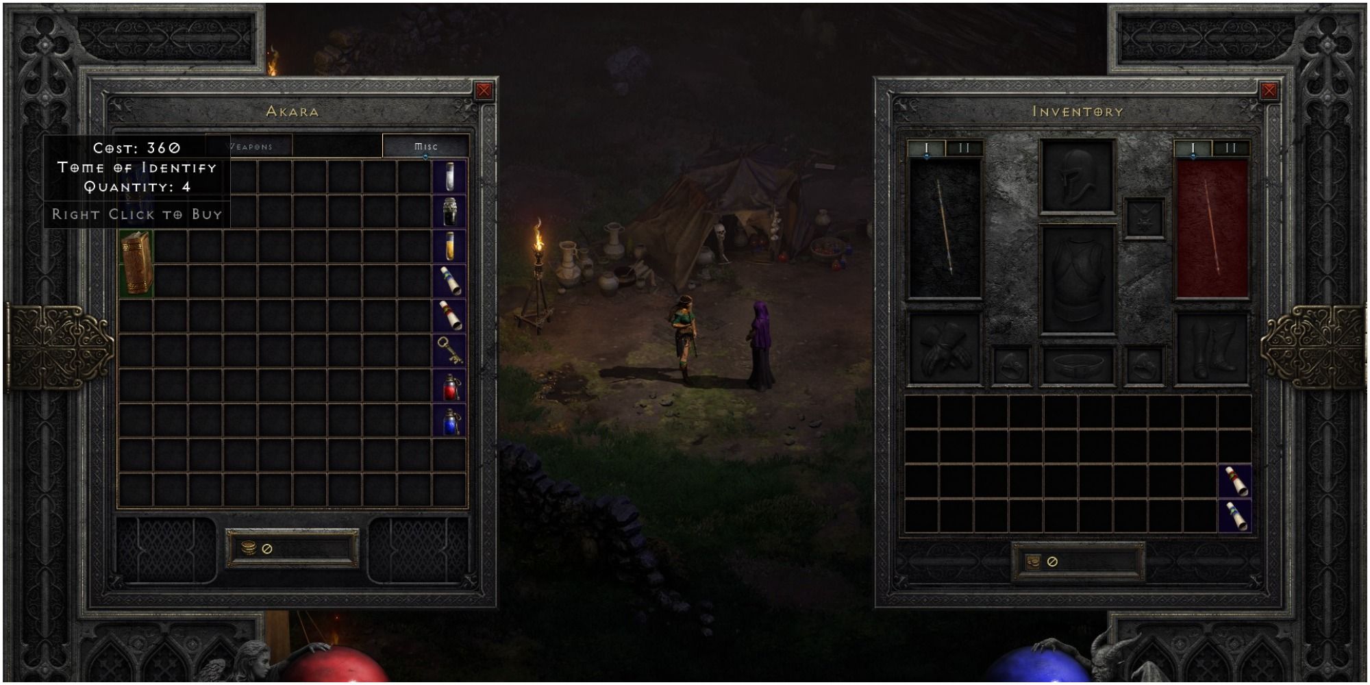 Diablo 2 Resurrected Purchasing A Tome Of Identify From Akara