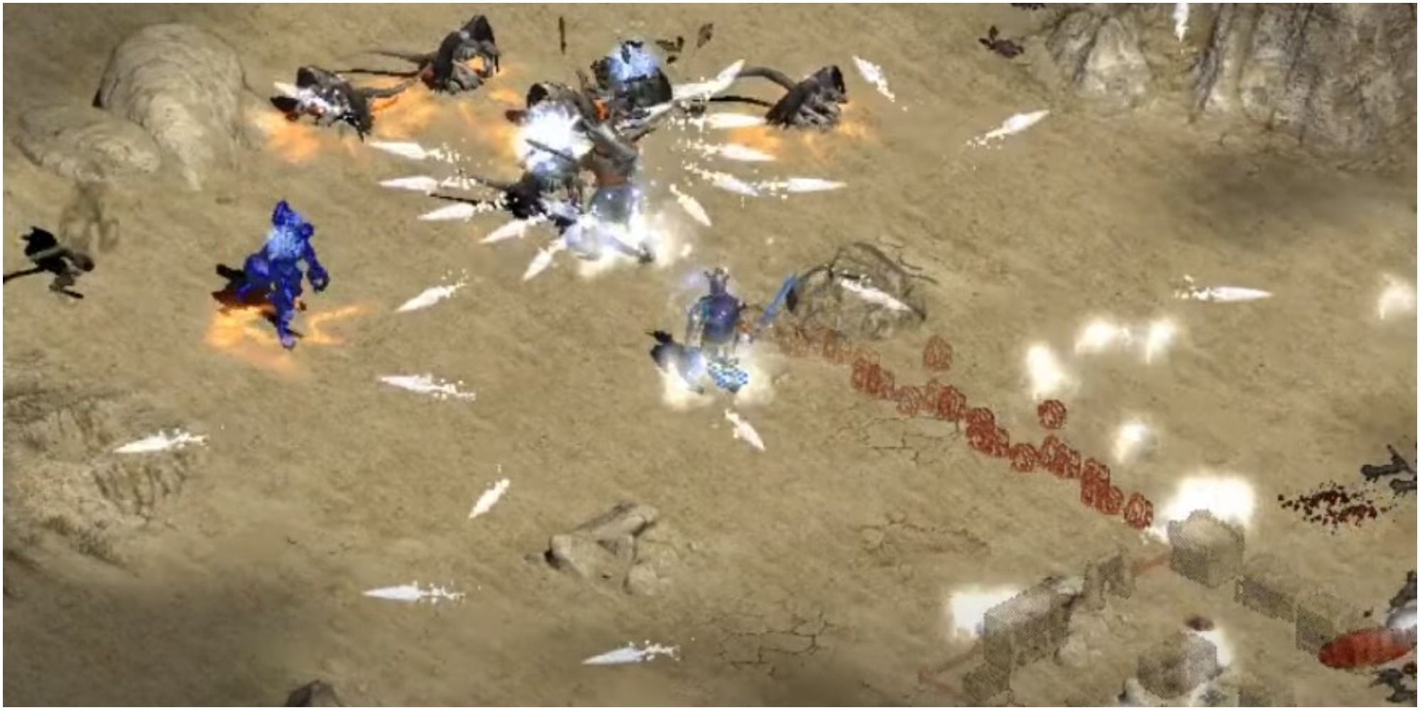 Diablo 2 Resurrected The Desert Mercenary Freezing Enemies With His Aura