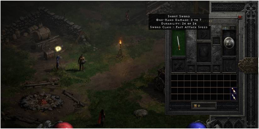 Diablo 2 Resurrected The Starter Gear On The Paladin