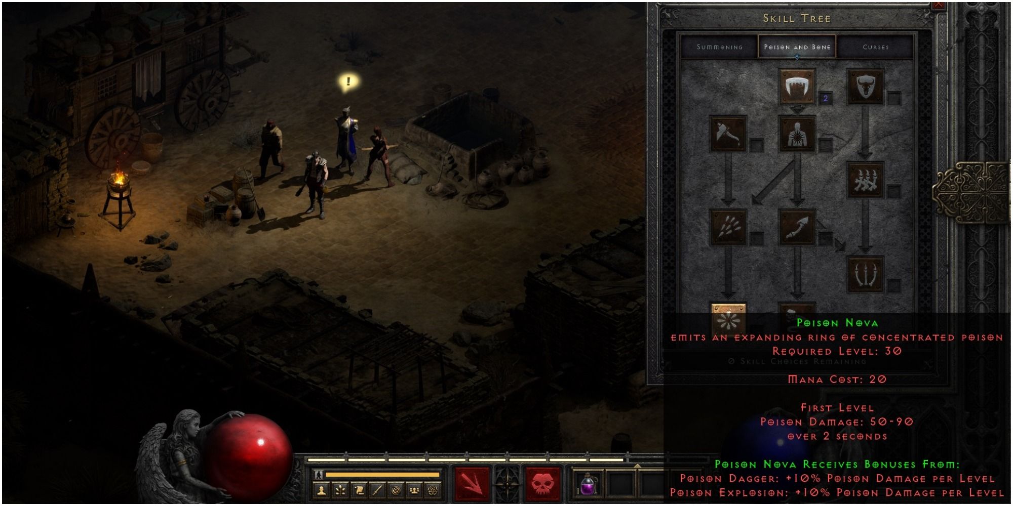 Diablo 2 Resurrected Viewing The Poison Nova Skill With A Necromancer