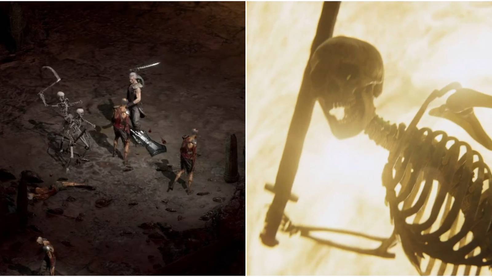 Diablo 2 Summoner Necromancer Build Collage Fighting And Skeleton In Cinematic