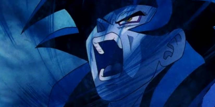 Dragon Ball GT Super Saiyan 4 Goku screaming as he absorbs Baby's Revenge Death Ball Final