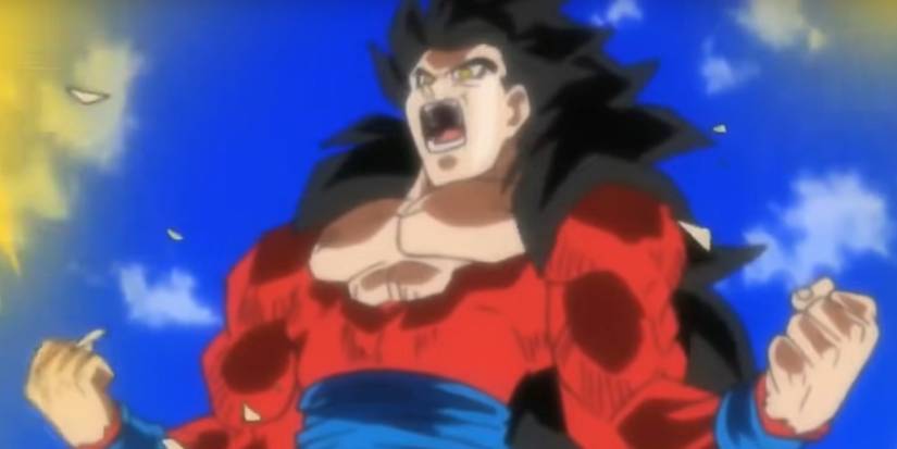 Dragon Ball Heroes Gohan powering up into Super Saiyan 4