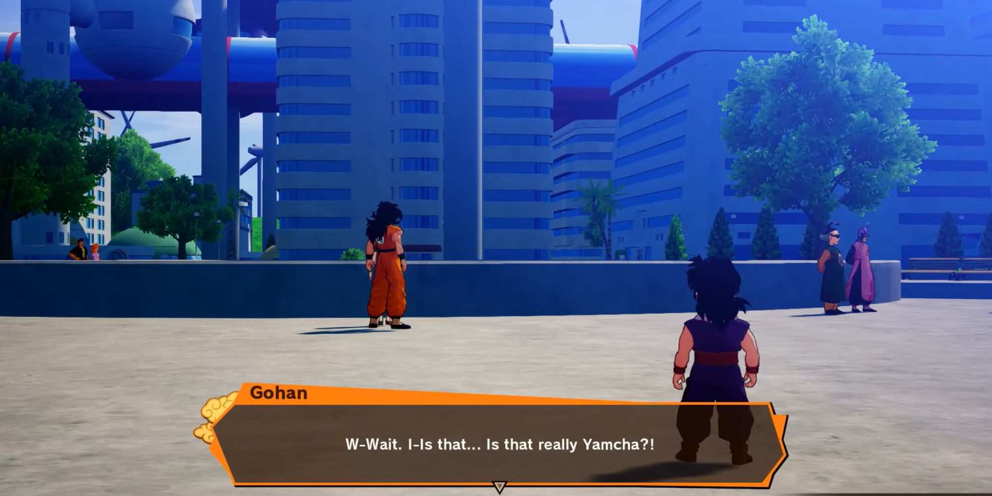 Dragon Ball Kakarot Screenshot Of Gohan Watching Yamcha