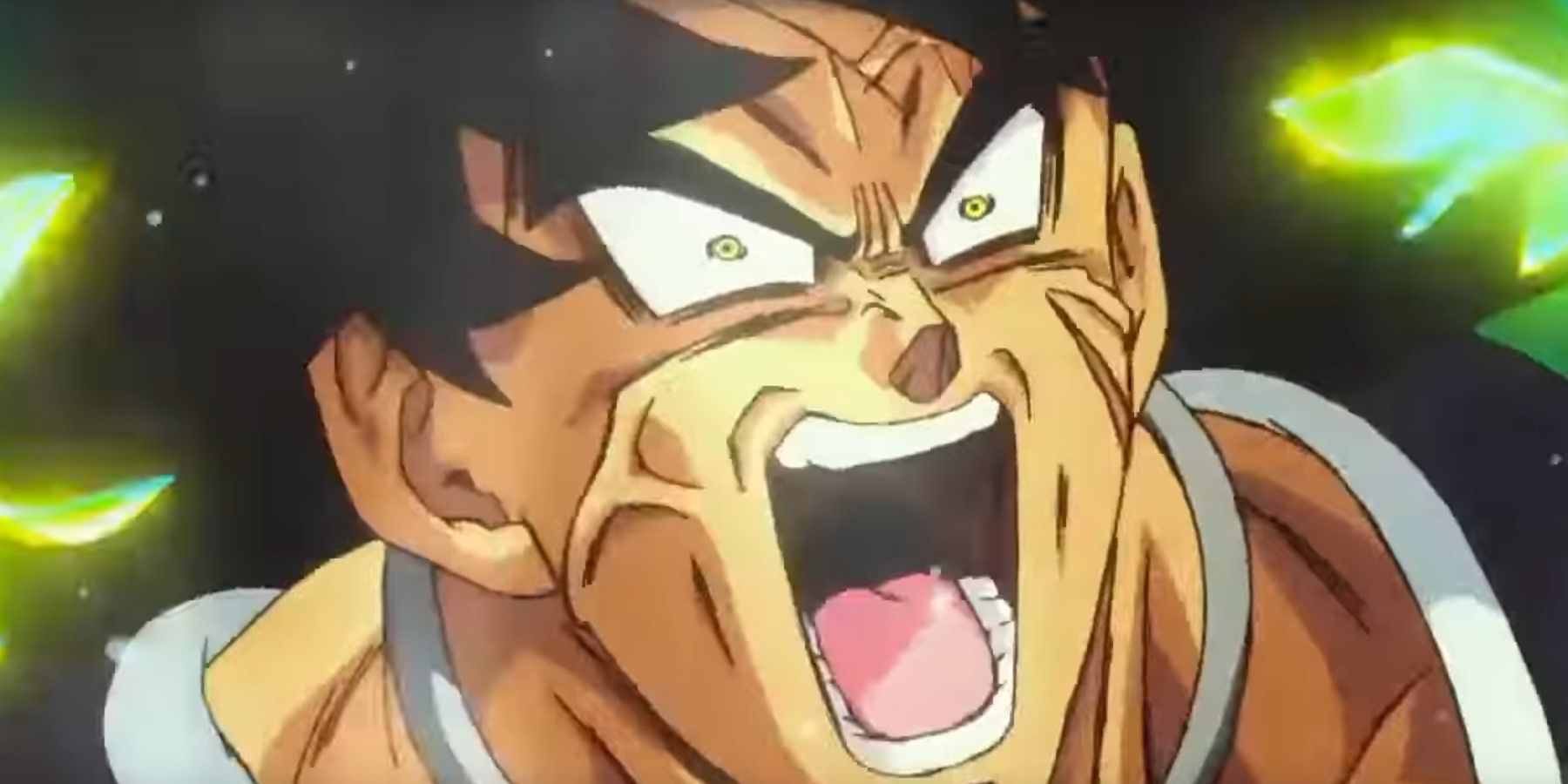Dragon Ball Super Broly screams as he enters the Wrathful State