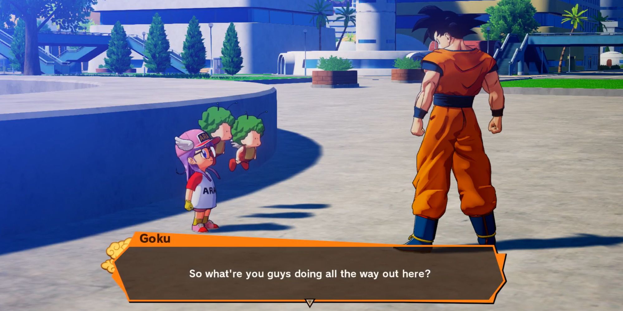 Dragon Ball Z Kakarot Screenshot Of Goku Talking With Arale