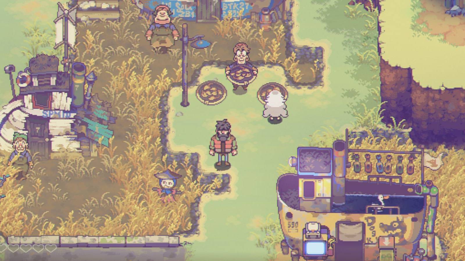 John and Sam visiting a farm in Eastward