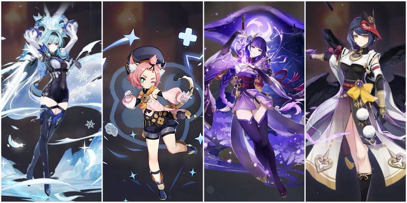 Eula - Diona - Raiden Shogun - Kujou Sara in Genshin Impact