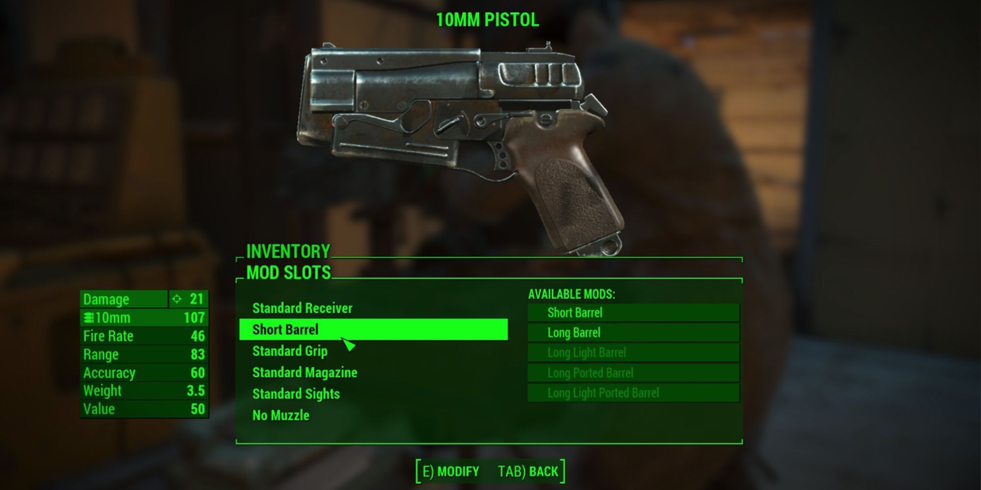 Fallout 4 10mm Pistol In Modification Screen