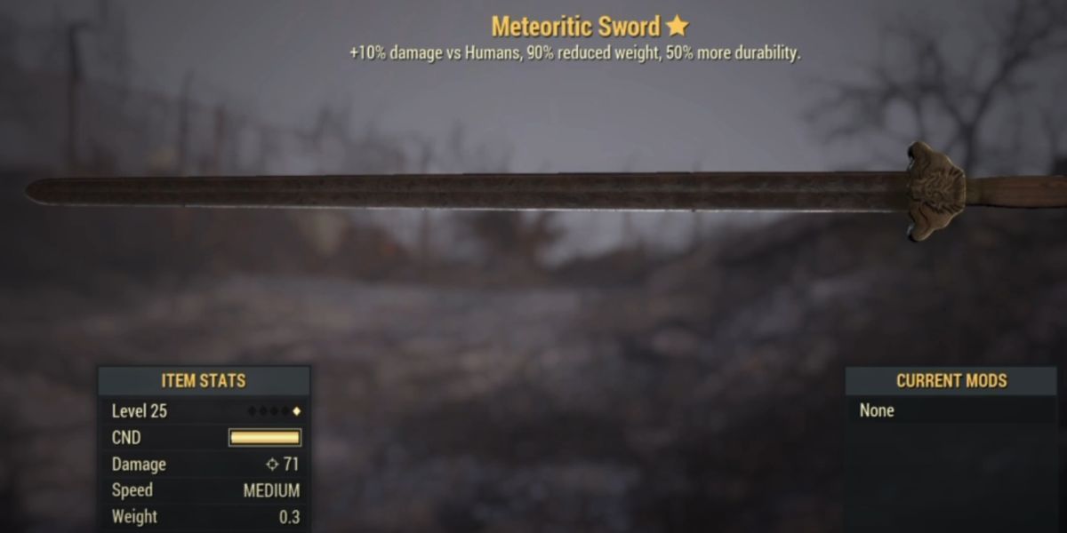 Fallout 76 A Meteoritic Sword weapon