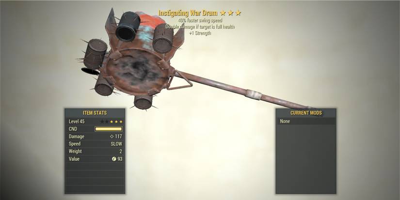 Fallout 76 An Instigating War Drum weapon