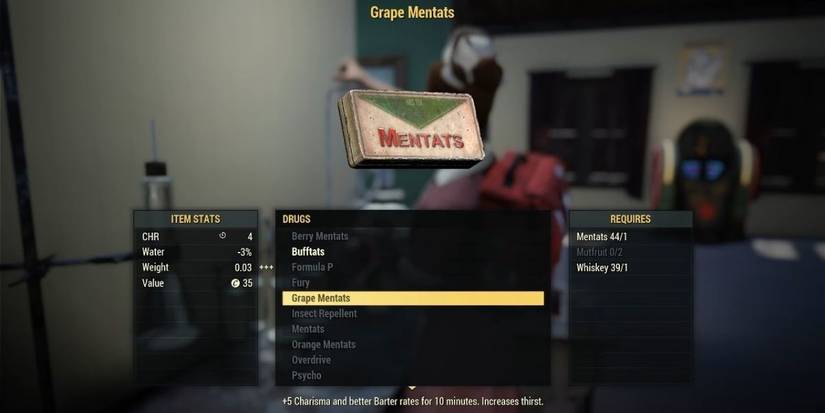 Fallout 76 player crafting grape mentats