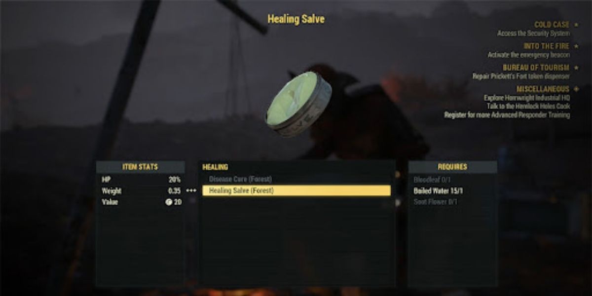 Fallout 76 player crafting healing salve