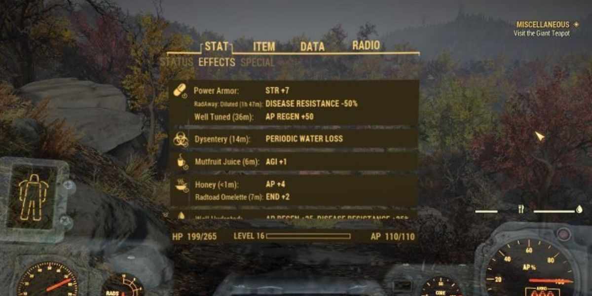Fallout 76 player checking disease menu