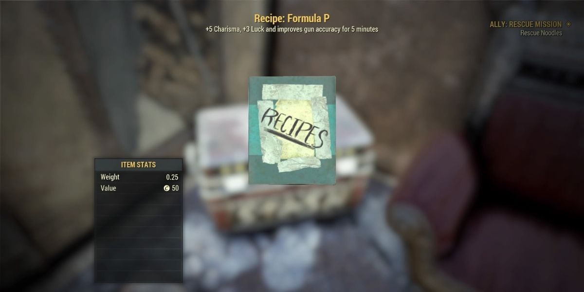 Fallout 76 formula P recipe book
