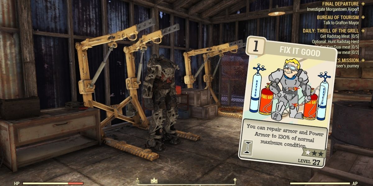 Fallout 76 power armor station and fix it good perk card