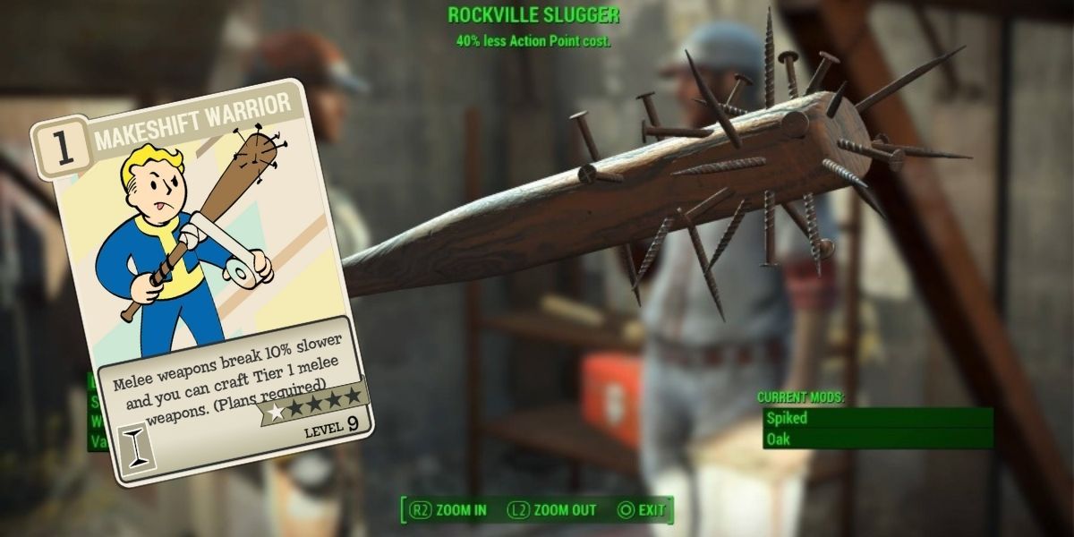 Fallout 76 baseball bat melee weapon and makeshift warrior perk card
