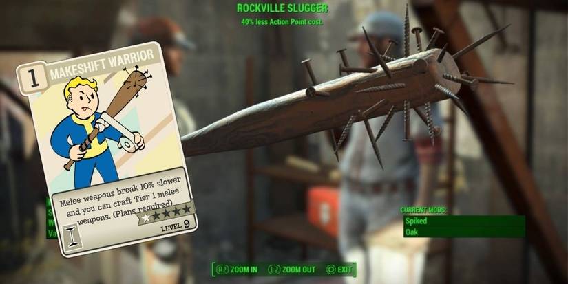 Fallout 76 baseball bat melee weapon and makeshift warrior perk card
