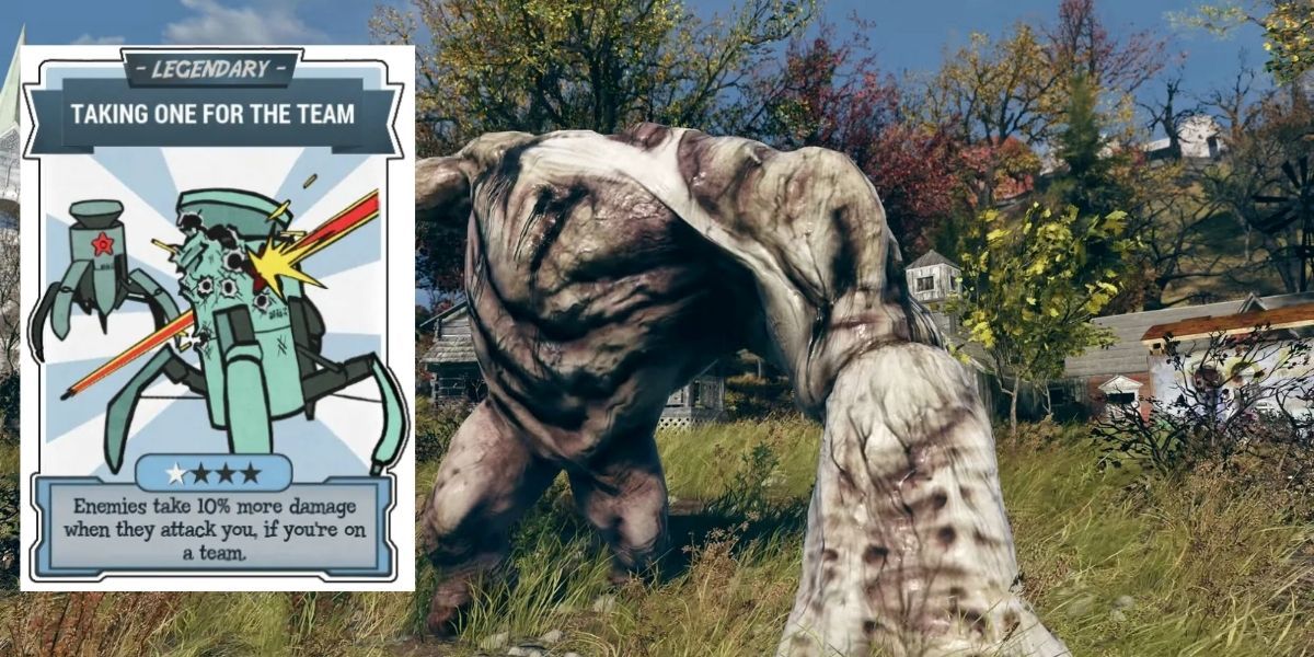 Fallout 76 taking one for the team legendary perk and player attacking grafton monster