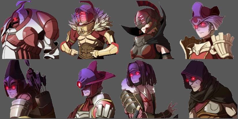 Fire Emblem Awakening Deadlords portraits Mus Bovis Tigris Draco Anguille Simia Canis and Porcus