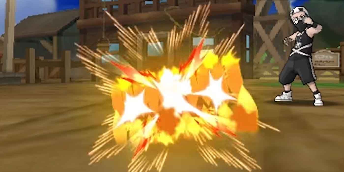 The Fire type move, Fire Fang, being used in battle