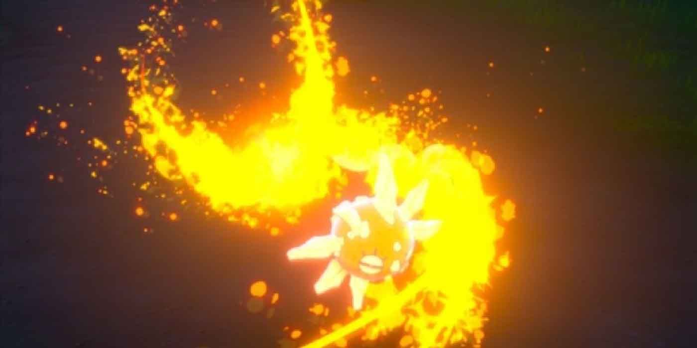 The visually pleasing Fire type move, Flare Blitz, being used in Pokemon Sword and Shield