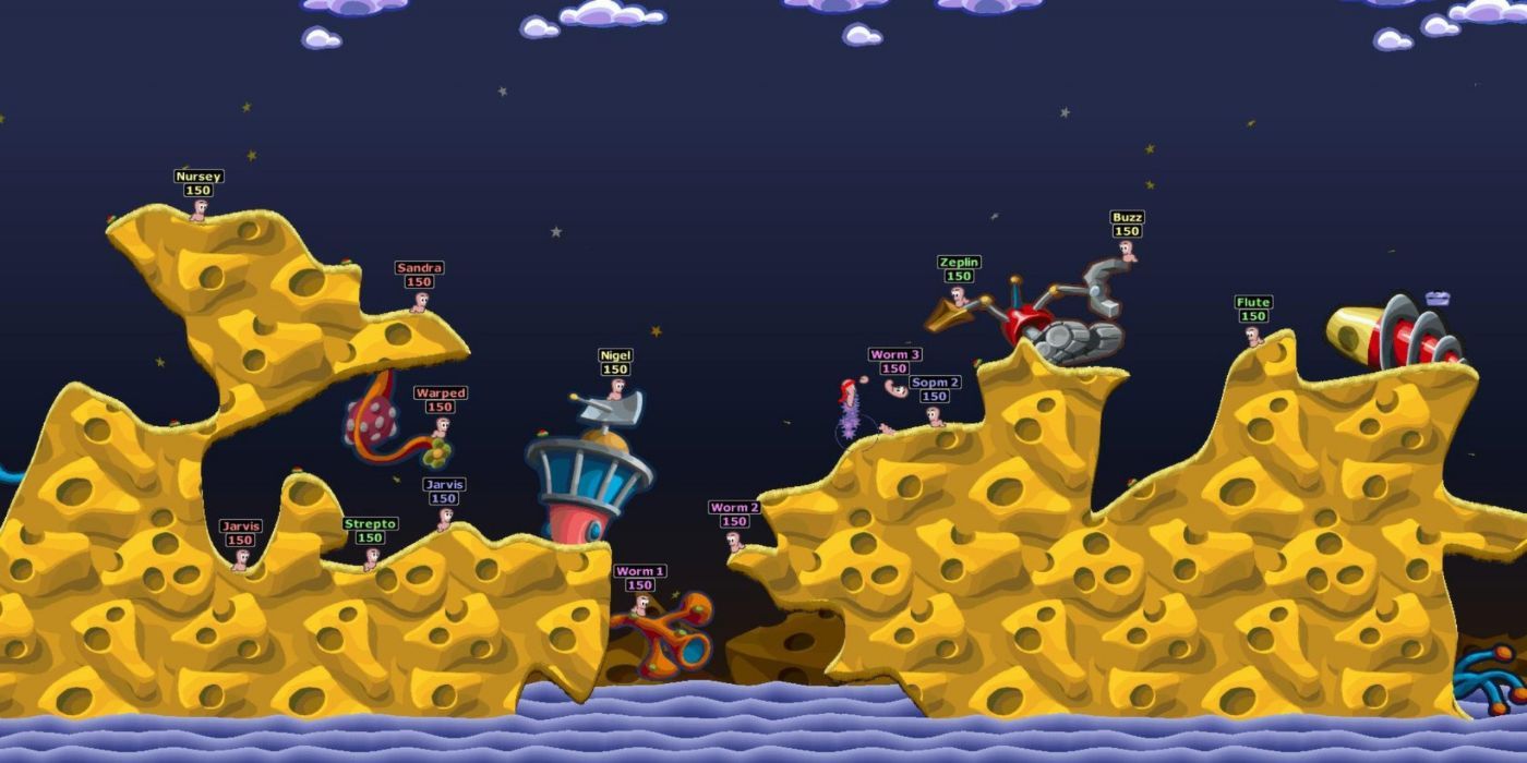 A gameplay screenshot of Worms Armageddon
