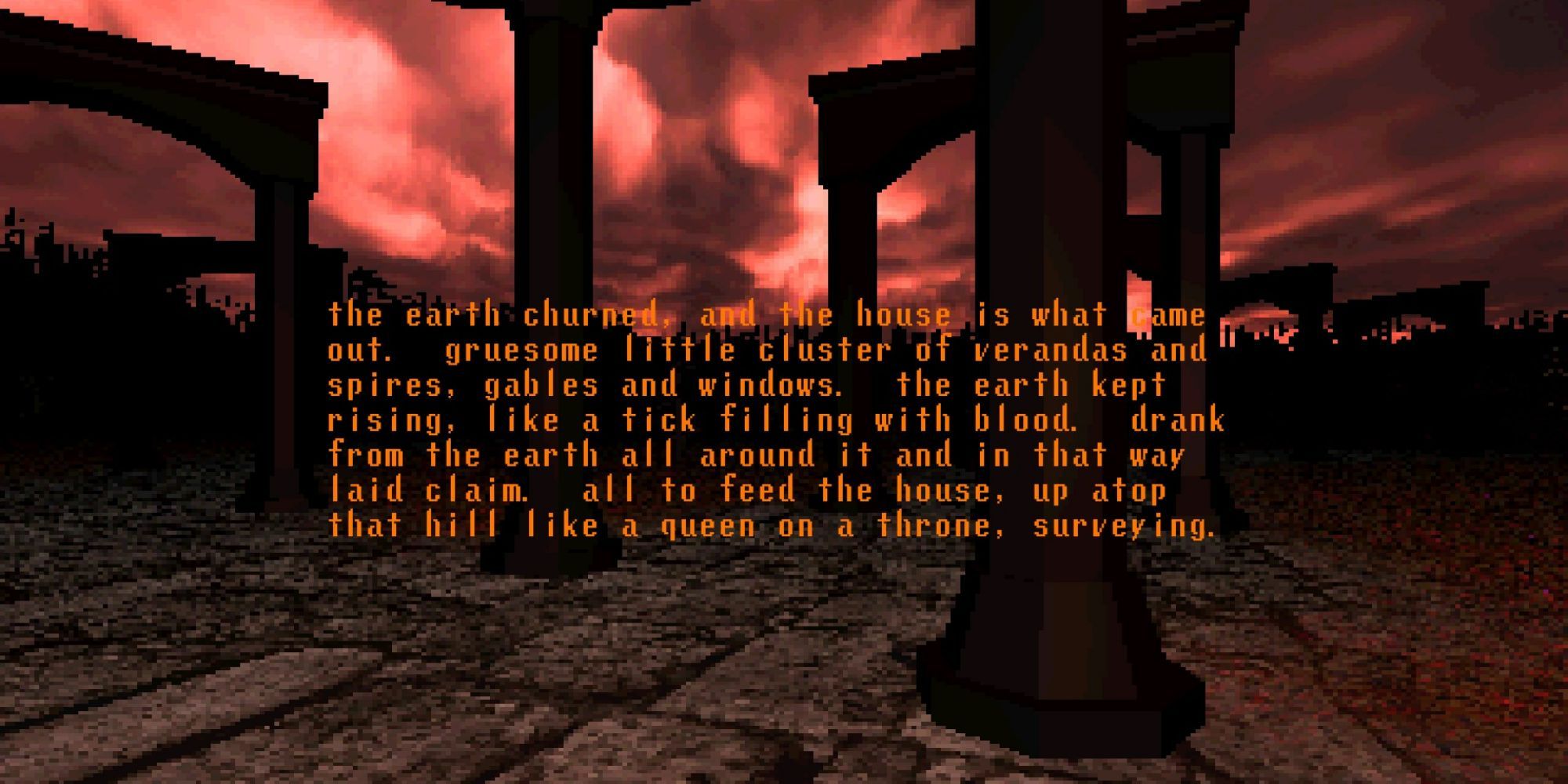 Text overlaid over ruins in Haunted Cities V.4 - Lethargy Hill