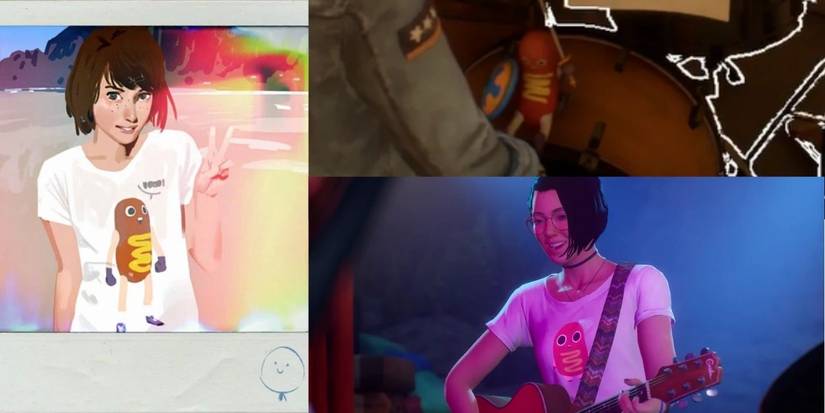 Various depictions of the Hawt Dawg Man shirt