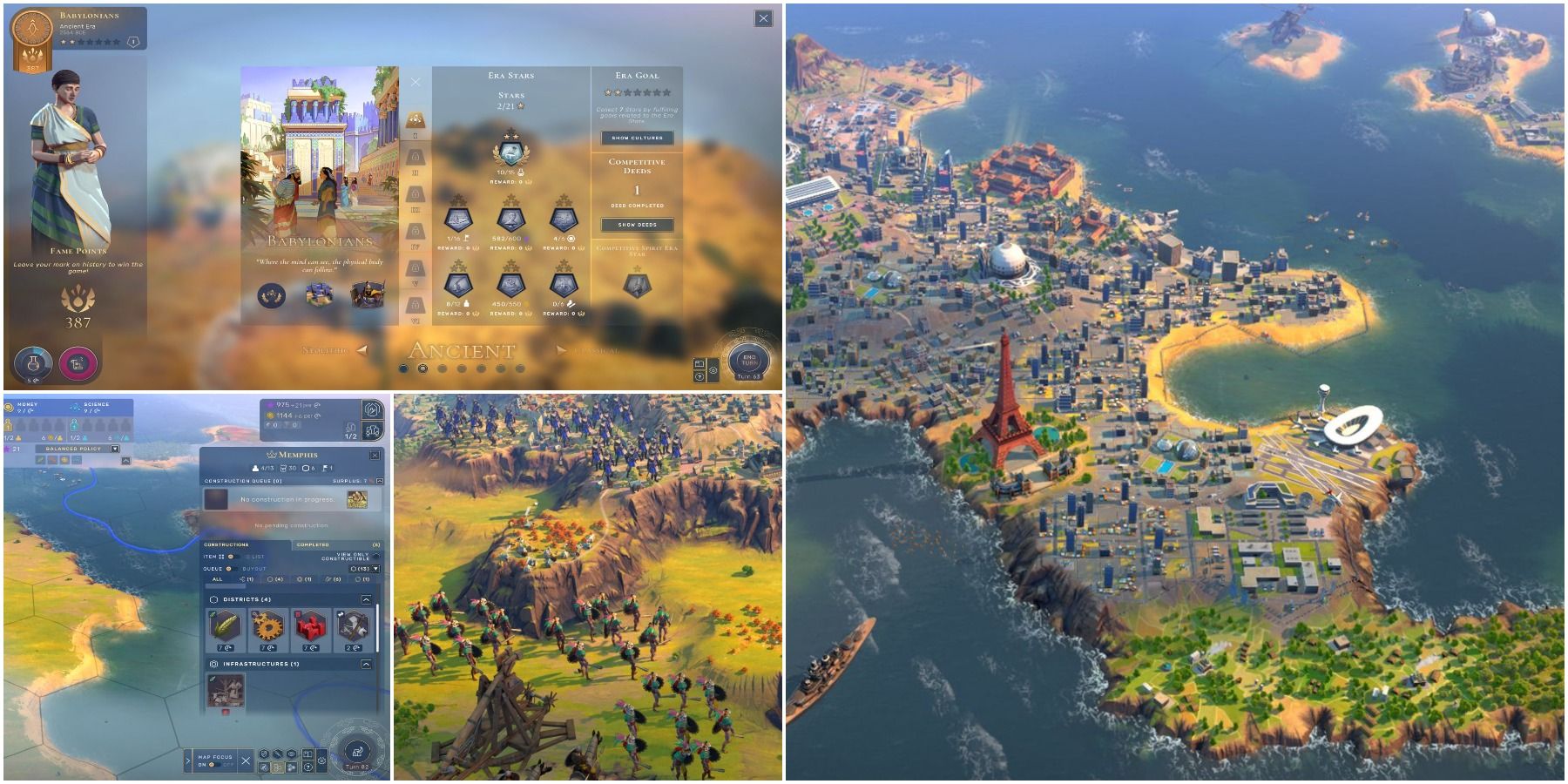 screenshots of Humankind maps